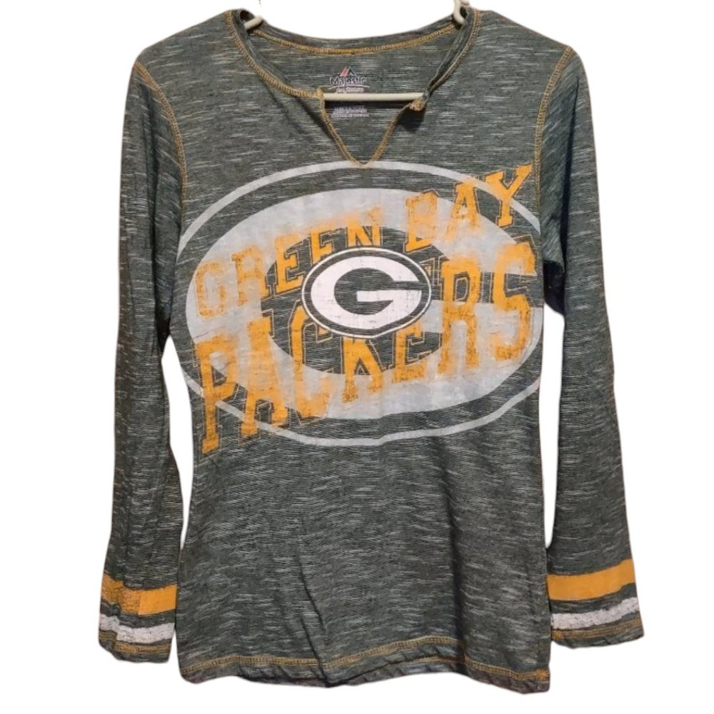 Majestic Fan Fashion Green Bay Packers Long-Sleeved Top Size M